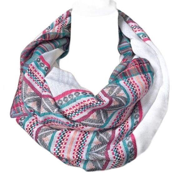 Aztec Designed Multicolored Lightweight Infinity Scarf (One Size) - Picture 10 of 12